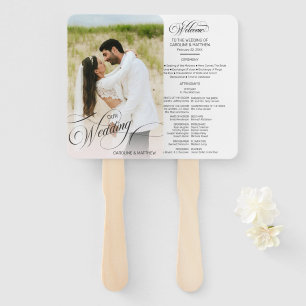 Personalized Photo Calligraphy Wedding Program Hand Fan