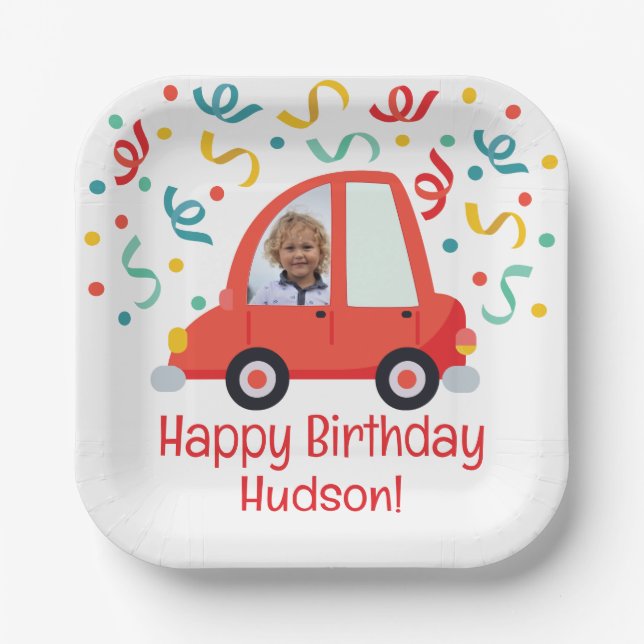 Personalized Photo Car Paper Plate (Front)