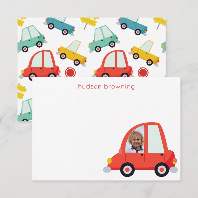 Personalized Photo Cars Note Cards (Front/Back)