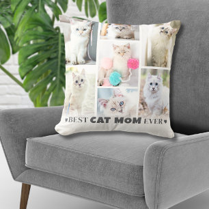 Personalized Photo Cat Mom Throw Pillow