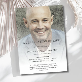 Personalized Photo Celebration of Life Funeral Acrylic Invitations