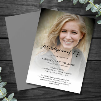 Personalized Photo Celebration of Life Funeral Invitation