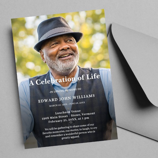 Personalized Photo Celebration of Life Funeral Invitation (Celebration of Life Photo Invitation)