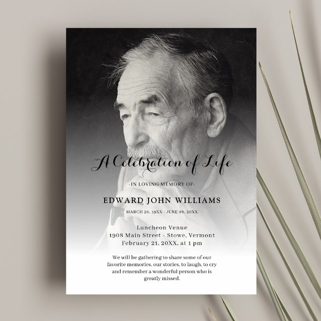 Personalized Photo Celebration of Life Funeral Invitation (Custom Photo Celebration of Life Invitation)