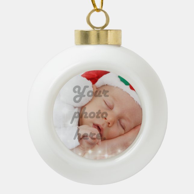 Personalized photo ceramic ball christmas ornament (Front)