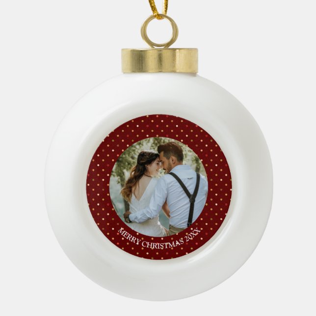 Personalized Photo Ceramic Ball Christmas Ornament (Front)