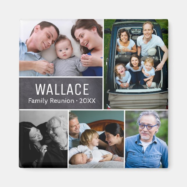 Personalized Photo, Chalkboard, Family Reunion Magnet (Front)