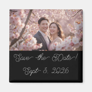 Personalized Photo Cherry Blossom Save The Date Magnet