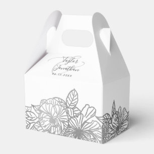 Personalized Photo Chic Silver Grey Wedding Floral Favor Box