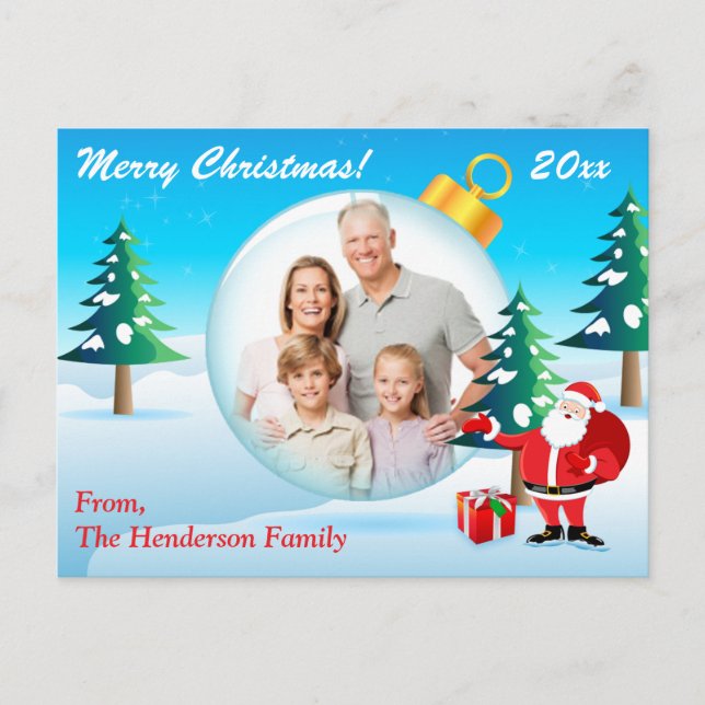 Personalized PHOTO Christmas Ornament Post Card (Front)