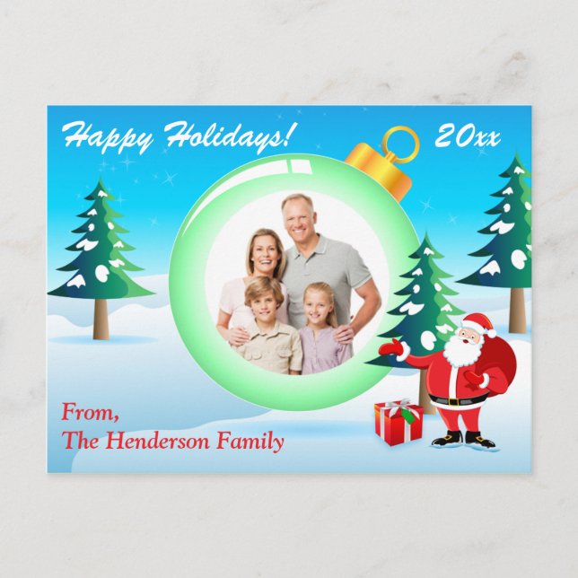 Personalized PHOTO Christmas Ornament Post Card 2 (Front)