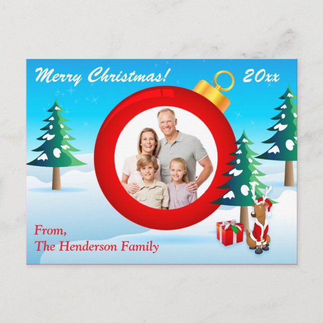 Personalized PHOTO Christmas Ornament Post Card 3 (Front)