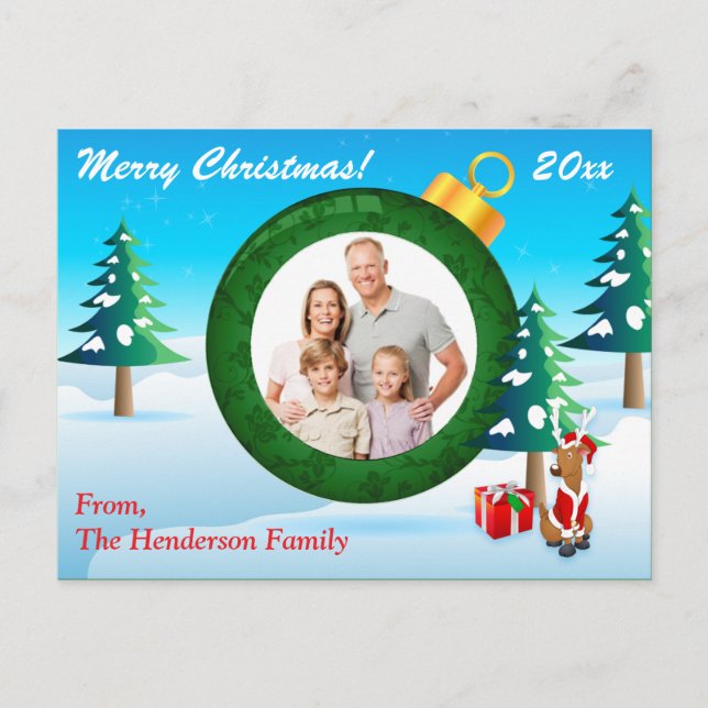 Personalized PHOTO Christmas Ornament Post Card 4 (Front)