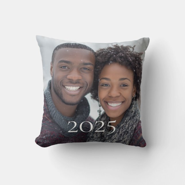 Personalized Photo Christmas Pillow 2025 Holiday (Front)
