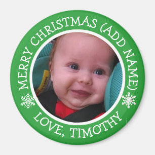 Personalized Photo Christmas Snowflakes Magnet