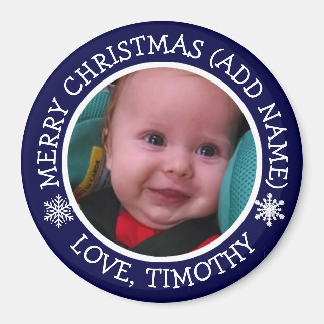 Personalized Photo Christmas Snowflakes Magnet (Front)