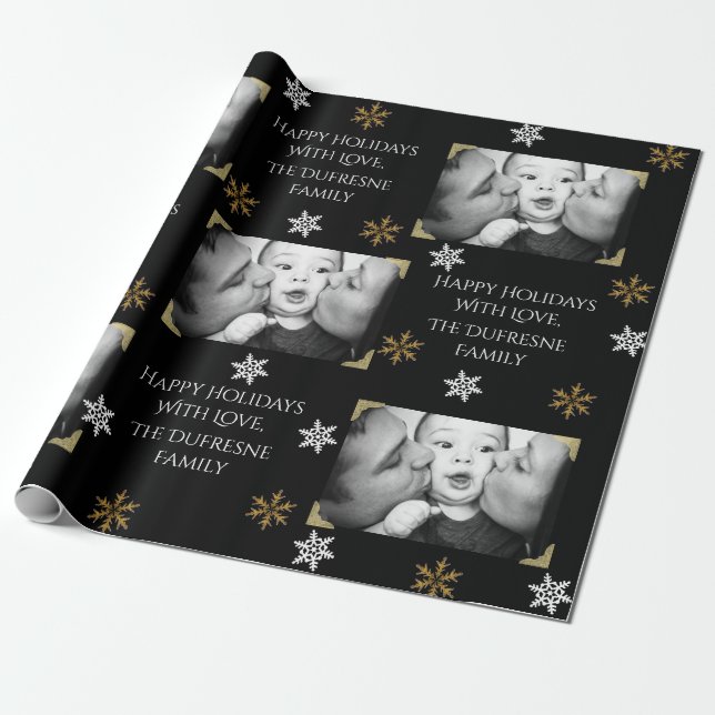 Personalized Photo Christmas Wrapping Paper (Unrolled)