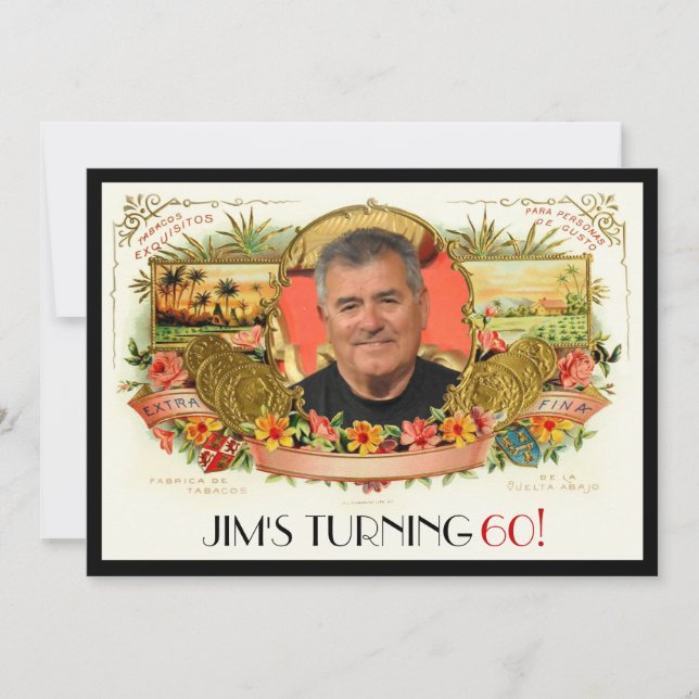 Personalized Photo Cigar Box Label Party Invite (Front)