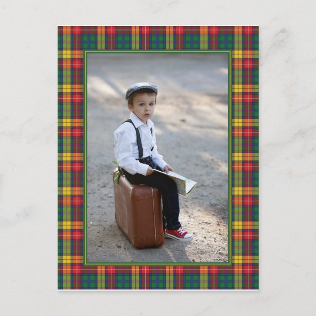 Personalized Photo Clan Buchanan Plaid Pattern Postcard (Front)