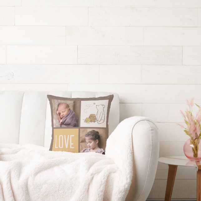 Personalized Photo Classic Pooh and Honey Pots  Throw Pillow (Couch)