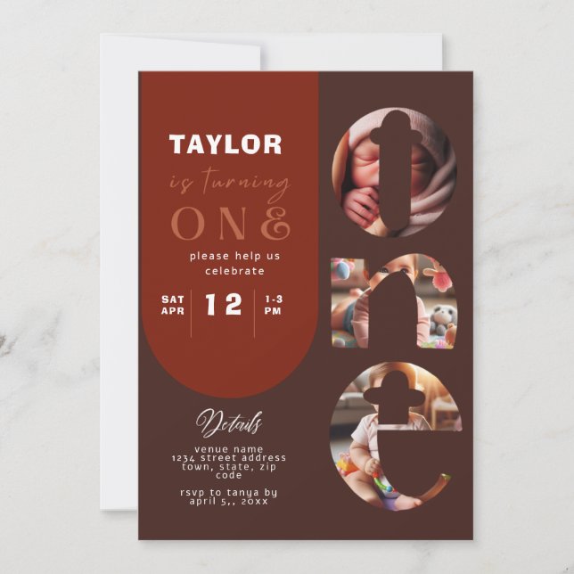 Personalized Photo Collage 1st Birthday Invitation (Front)