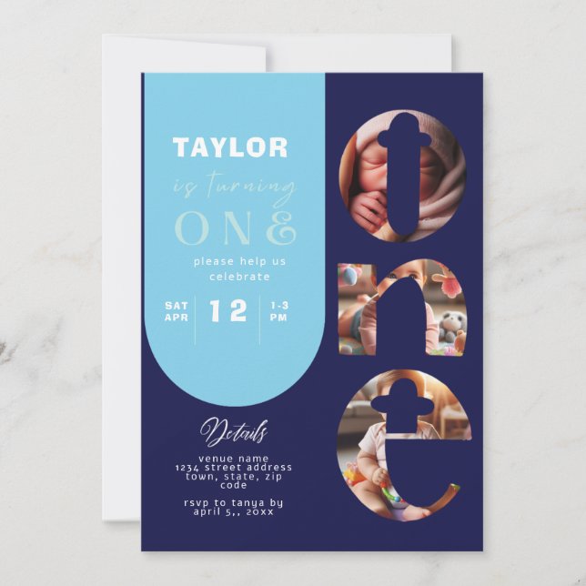 Personalized Photo Collage 1st Birthday Invitation (Front)