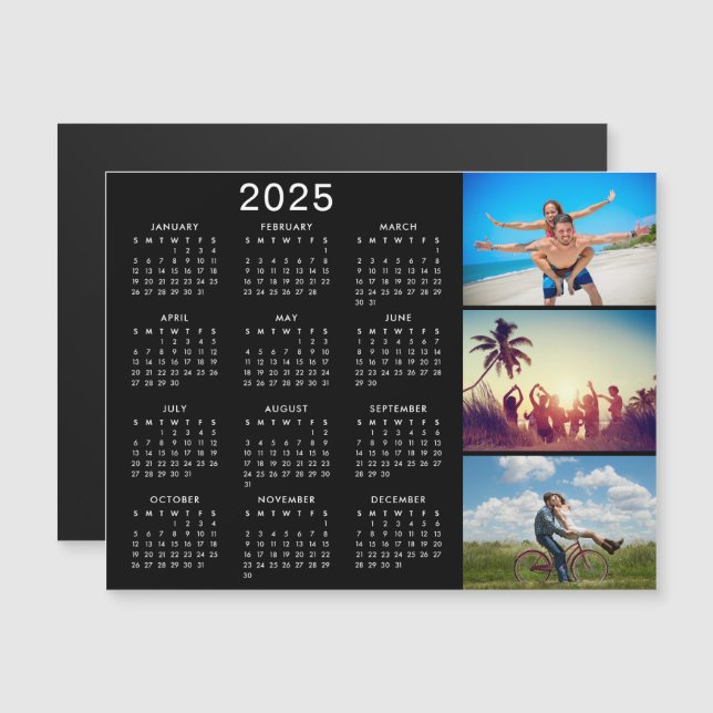 Personalized Photo Collage 2025 Calendar Magnet (Front/Back)