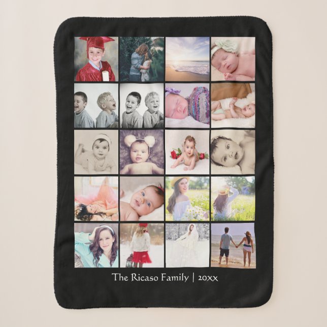 Personalized Photo Collage 20 photo One of a Kind Sherpa Blanket (Front)