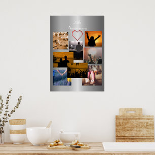 Personalized Photo Collage 25th Anniversary Poster
