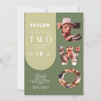Personalized Photo Collage 2nd Birthday Invitation