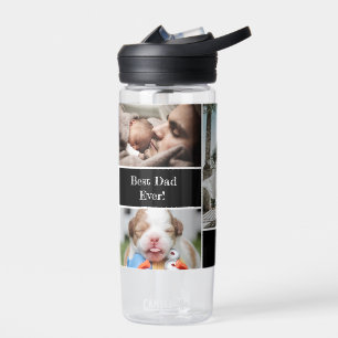 Personalized Photo Collage Best Dad Ever Water Bottle