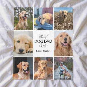 Personalized Photo Collage Best Dog Dad Ever Gift Fleece Blanket