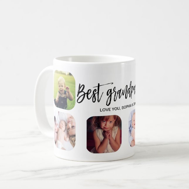 Personalized Photo Collage Best Grandpa gift Coffee Mug (Front Left)