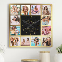 Personalized Photo Collage Besties Gold Black