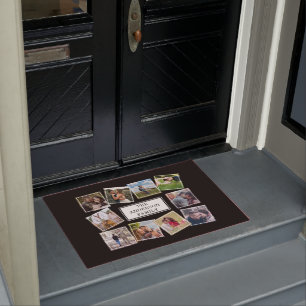 Personalized Photo Collage Black Doormat