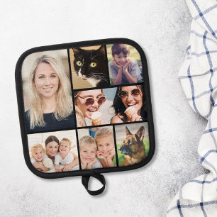 Personalized Photo Collage Black Pot Holder