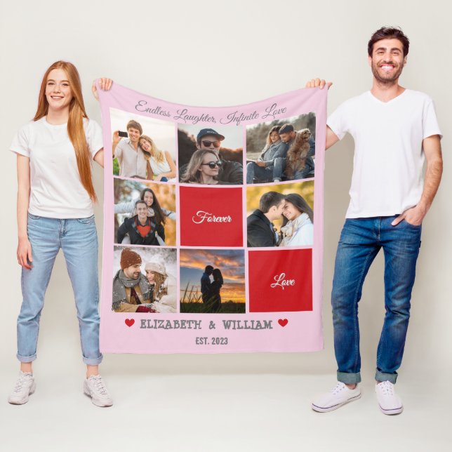 Personalized Photo Collage Blanket - Pink Version (In Situ)