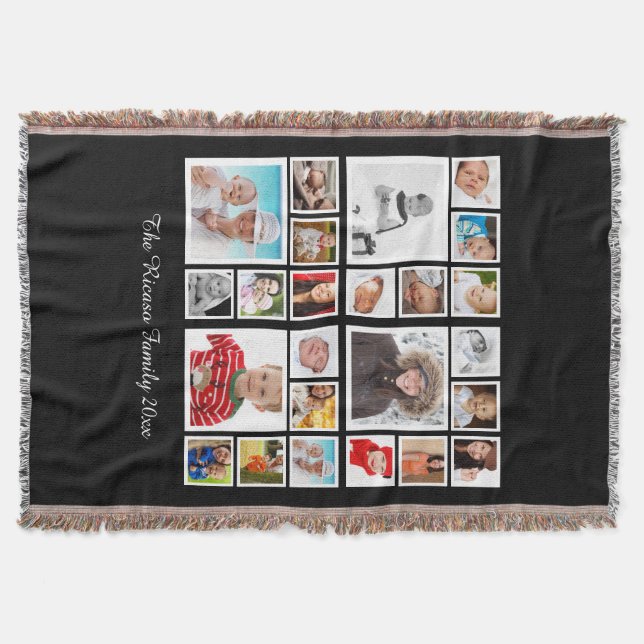 Personalized  Photo Collage  DIY Throw Blanket (Front)