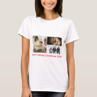 Personalized Photo Collage Family Christmas T-Shirt