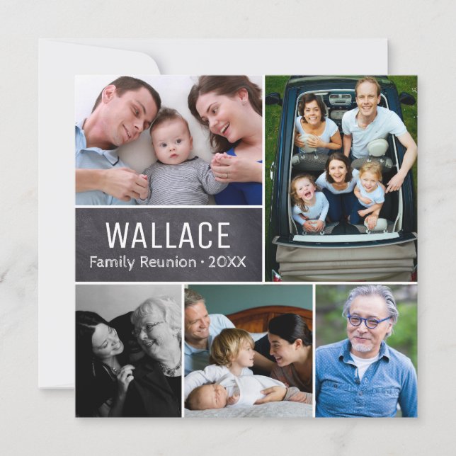 Personalized photo collage family reunion invitation (Front)