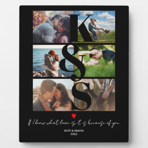 Personalized Photo Collage Gift Couples Initial Plaque