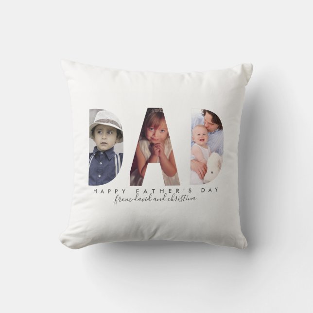 Personalized Photo Collage Gift for Father's Day Throw Pillow (Front)
