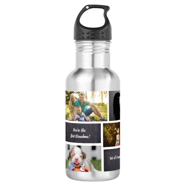 Personalized, Photo Collage Grandma 532 Ml Water Bottle (Front)