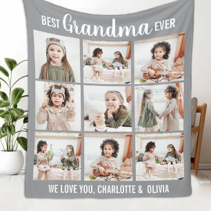 Personalized Photo Collage Grandma Fleece Blanket
