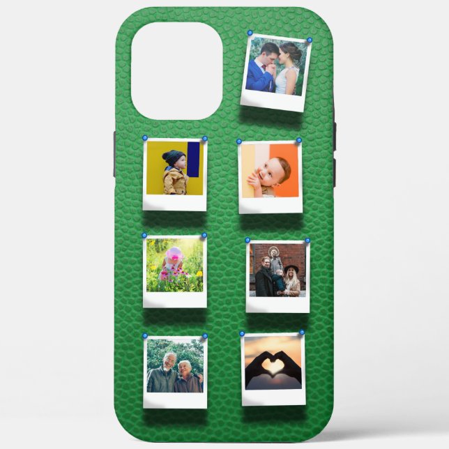 Personalized Photo Collage Green Girly Trendy Chic Case-Mate iPhone Case (Back)