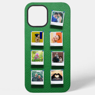Personalized Photo Collage Green Girly Trendy Chic iPhone 12 Pro Max Case
