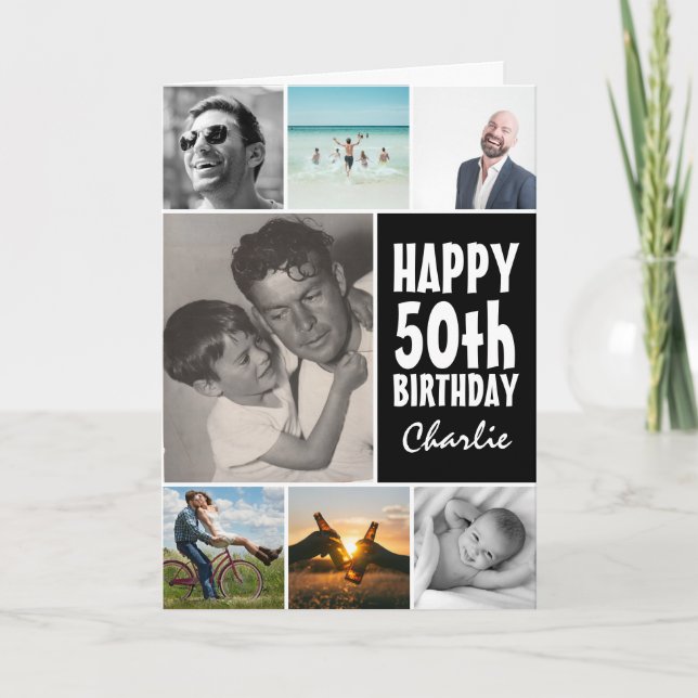 Personalized Photo Collage Happy Birthday Any Age Card (Front)