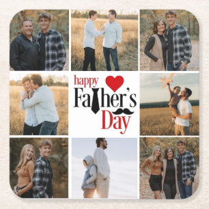  Personalized Photo Collage "Happy Father's Day" P Square Paper Coaster