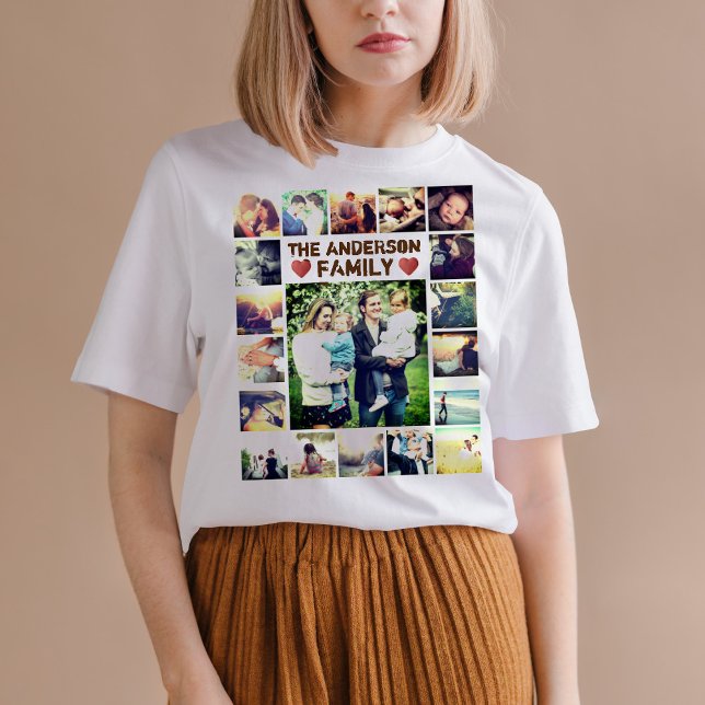 Personalized Photo Collage hearts and text T-Shirt (Creator Uploaded)