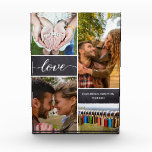 Personalized Photo collage Love Script Anniversary<br><div class="desc">Customize this photo block with up to four of your favourite photos as a couple together. Give it as a gift for your anniversary, valentine's day, her birthday, for Christmas. Personalize the date and name fields. The chalkboard background blocks adds a rustic feel and the love script with it's modern...</div>